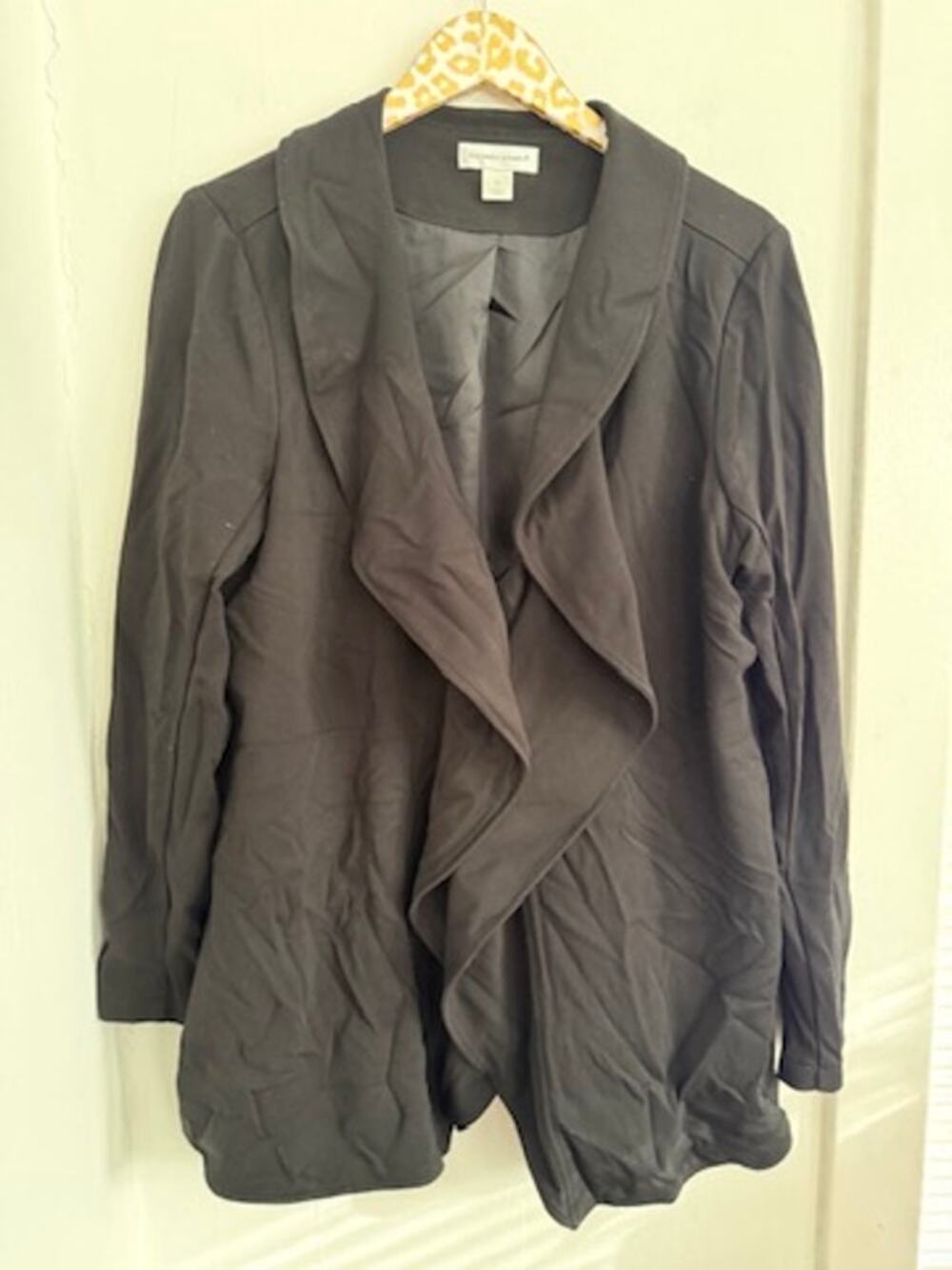 CHRISTOPHER & BANKS Women's Ruffle Front Black Blazer | Size XL
